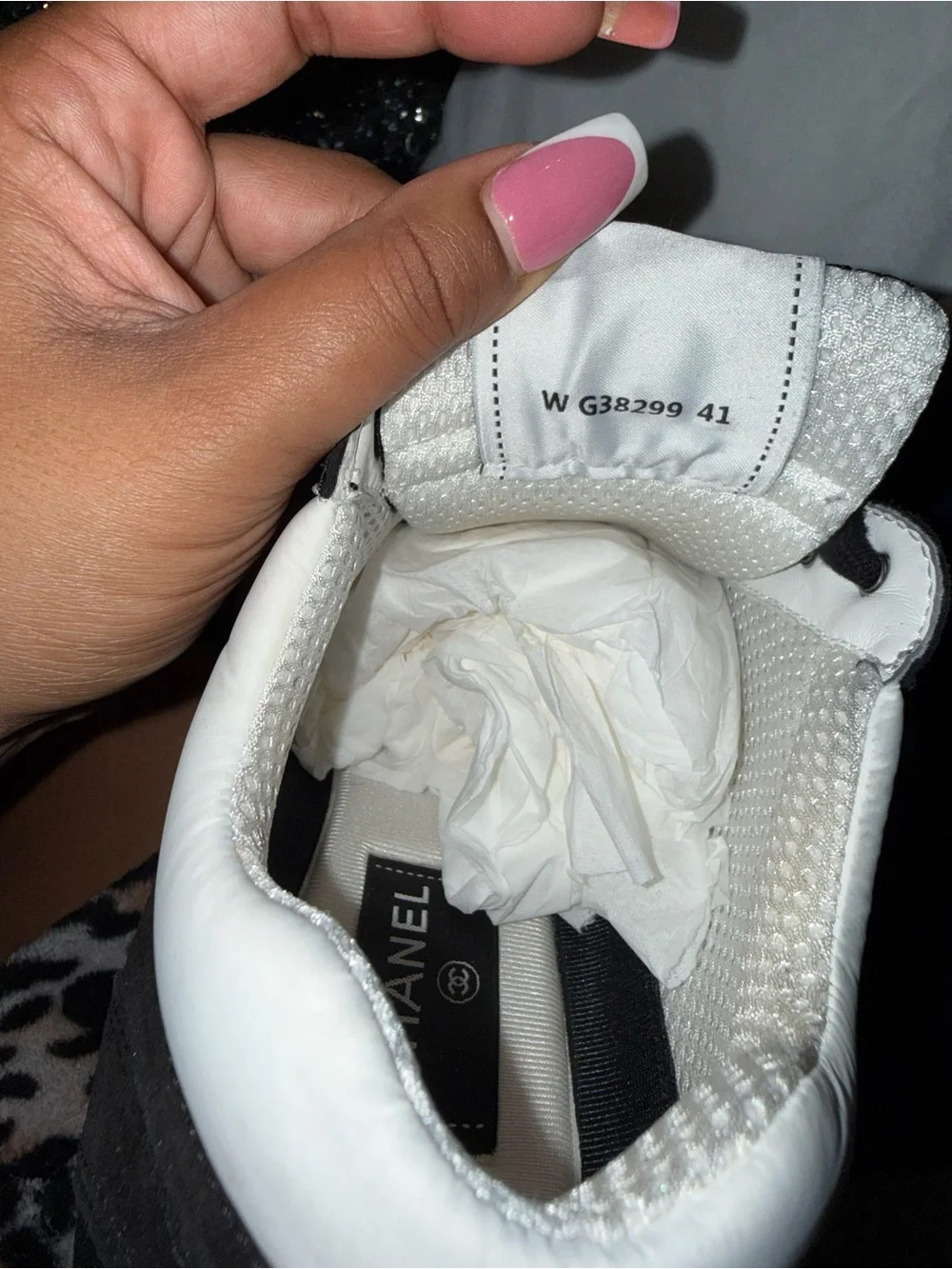 CHANEL Black and White Logo Low-Top Sneakers AUTHENTIC
